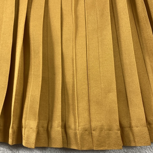 Gap Pleated Skirt Women Size 4 Gold Polyester Sash Tie Lined - Picture 3 of 8